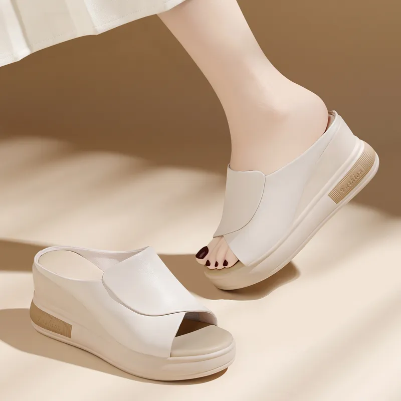 Golden Silk Rabbit PU Polyurethane Slide Slippers Women's-16