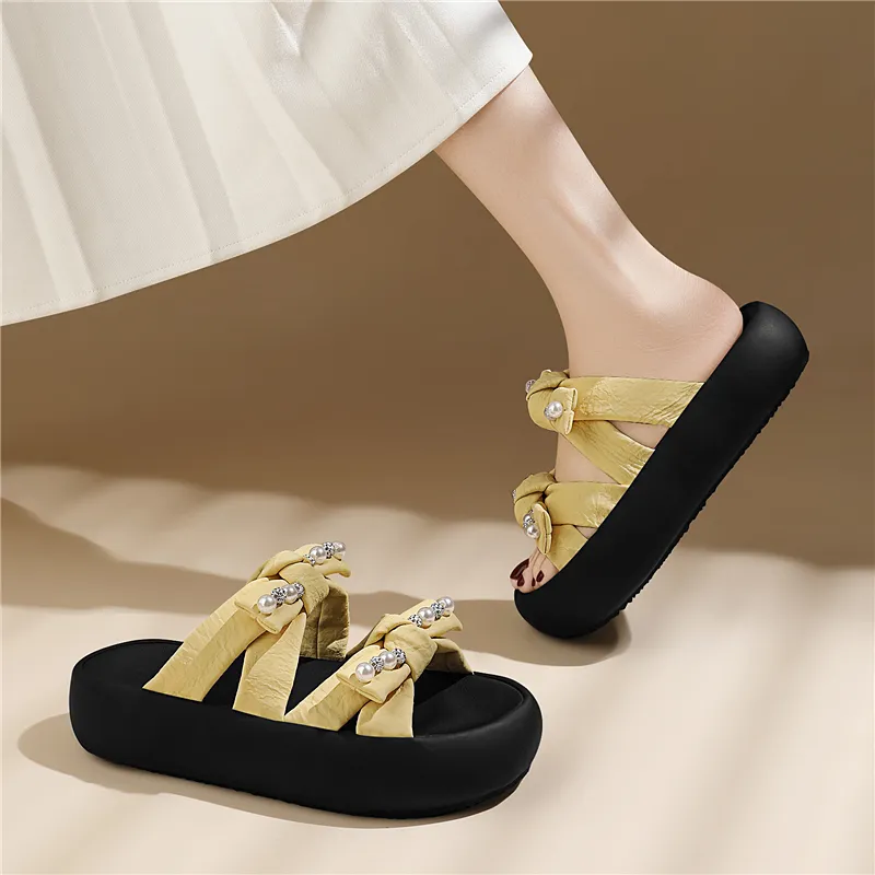 Golden Silk Rabbit Rubber Sole Abrasion Resistant Quick Dry Cushioning Slide Slippers Women's-13