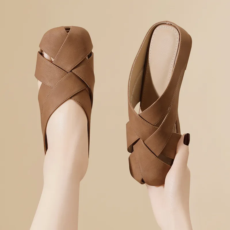 Golden Silk Rabbit Wrap toe Slippers Women's-17