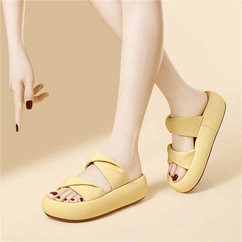 Golden Silk Rabbit Rubber Sole PU Polyurethane Abrasion Resistant Quick Dry Slide Slippers Women's-11