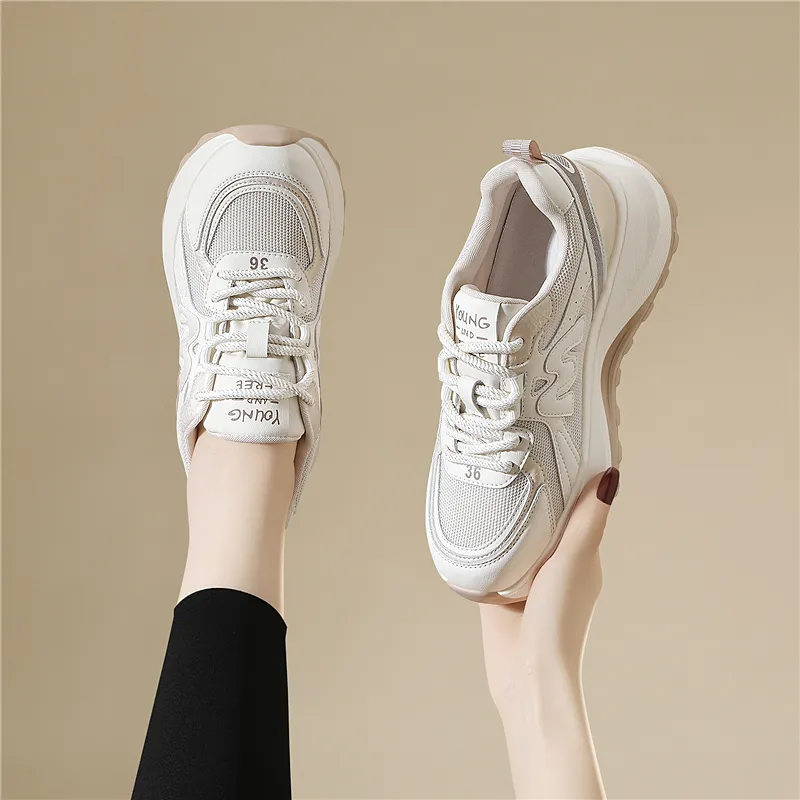 Golden Silk Rabbit Anti-Slip And Wear-Resistant Lightweight Height Increasing Low-Top Chunky Sneakers Women's-9