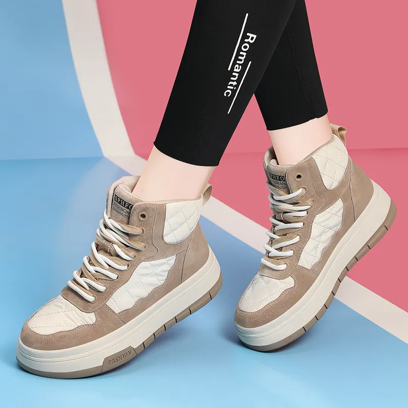 Golden Silk Rabbit Water-Resistant Cushioning Wear-Resistant Support High-Top Skateboard Shoes Women's-12