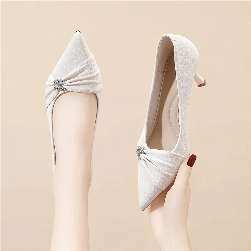 Golden Silk Rabbit High Heels Women's-11