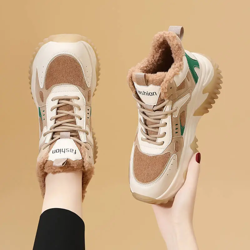 Golden Silk Rabbit High-Top Chunky Sneakers Women's-10