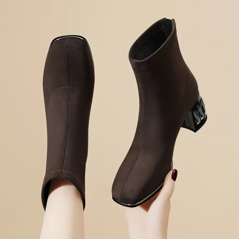 Golden Silk Rabbit Ankle Boots Women's-10