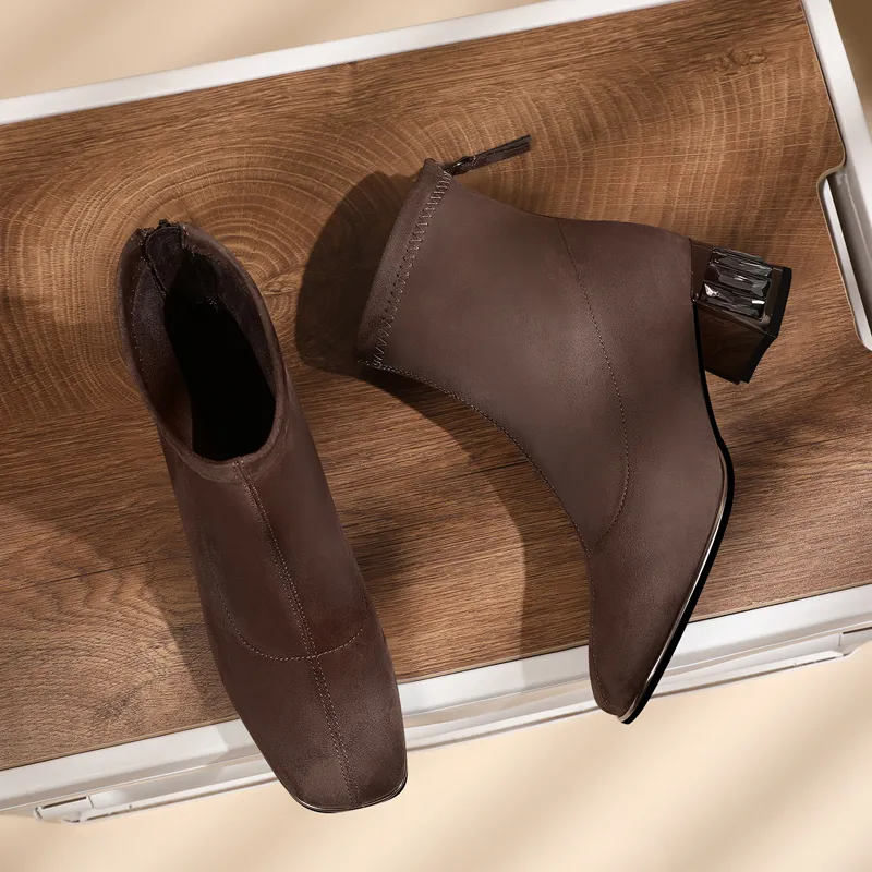Golden Silk Rabbit Ankle Boots Women's-8