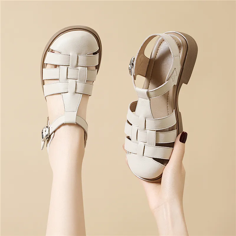 Golden Silk Rabbit Roman Sandals Women's-10
