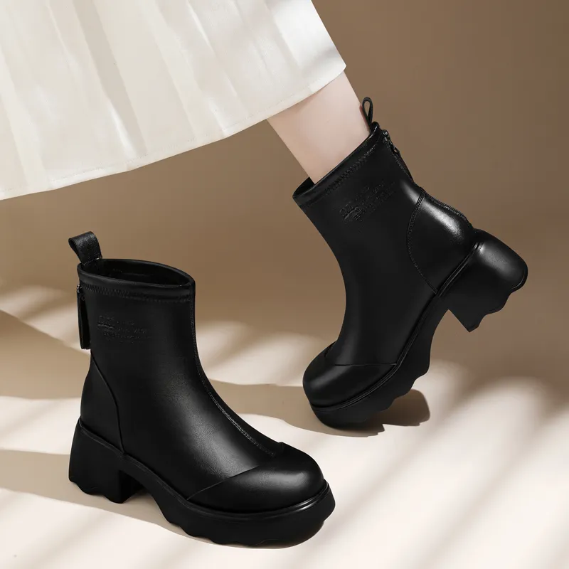 Golden Silk Rabbit Ankle Boots Women's-4