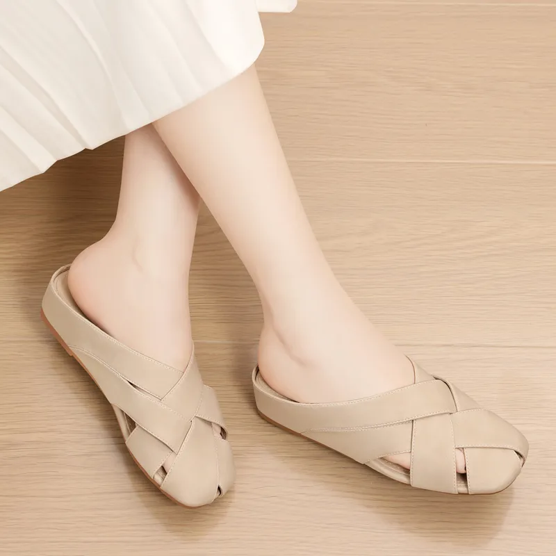Golden Silk Rabbit Wrap toe Slippers Women's-5