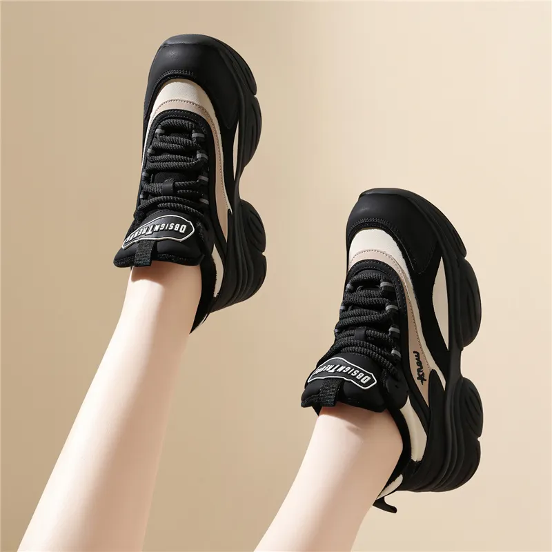 Golden Silk Rabbit Cushioning, Slip Resistant, Abrasion Resistant, Height Increasing Mid Top Chunky Sneakers Women's-7