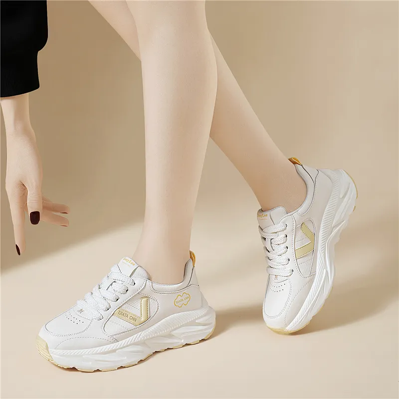 Golden Silk Rabbit Anti Slip And Wear Resistant Height Increasing Low Top Chunky Sneakers Women's-8