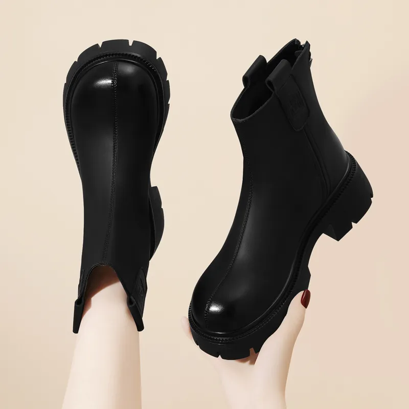 Golden Silk Rabbit Ankle Boots Women's-4