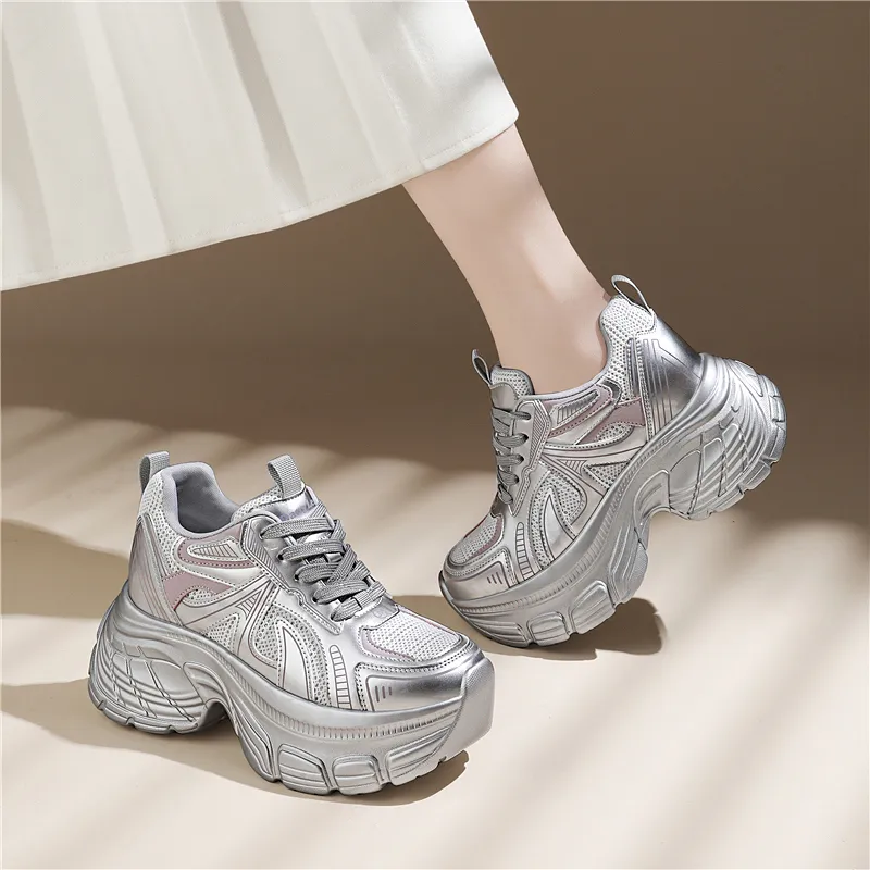 Golden Silk Rabbit Low-Top Chunky Sneakers Women's-12