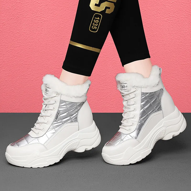 Golden Silk Rabbit Warm Wear Resistant Height Increasing Slip Resistant Short Snow Boots Women's-10