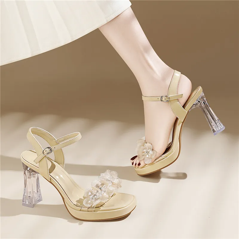 Golden Silk Rabbit One Strap Sandals Women's-13