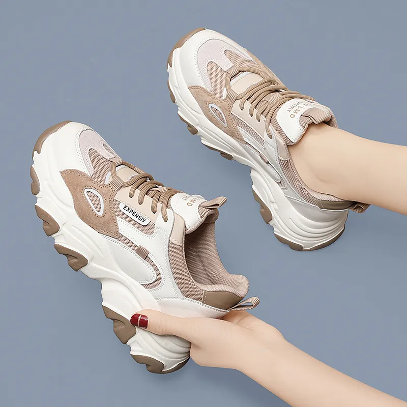 Golden Silk Rabbit Cushioned Anti Slip And Wear Resistant Lightweight Low Top Chunky Sneakers Women's-11