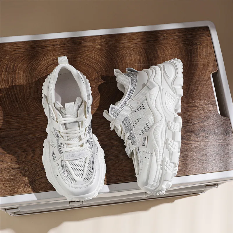 Golden Silk Rabbit Low Top Chunky Sneakers Women's-1