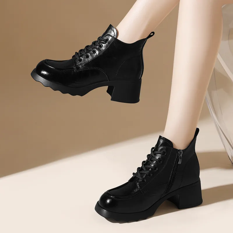 Golden Silk Rabbit Ankle Boots 5.5CM Women's-6