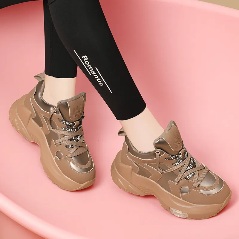 Golden Silk Rabbit Anti-Slip And Wear-Resistant Height Increasing Low-Top Chunky Sneakers Women's-9