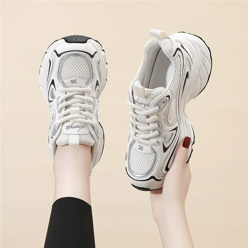 Golden Silk Rabbit Low Top Chunky Sneakers Women's-4