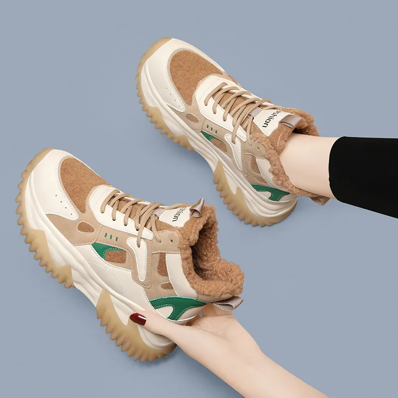 Golden Silk Rabbit High-Top Chunky Sneakers Women's-13