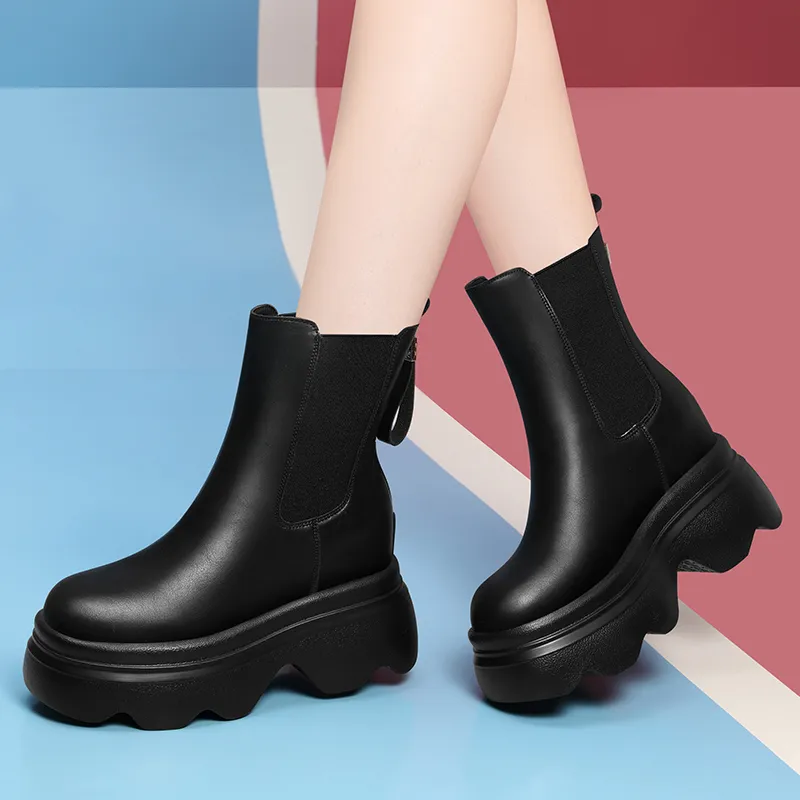 Golden Silk Rabbit Short Chelsea Boots 6cm Women's-1