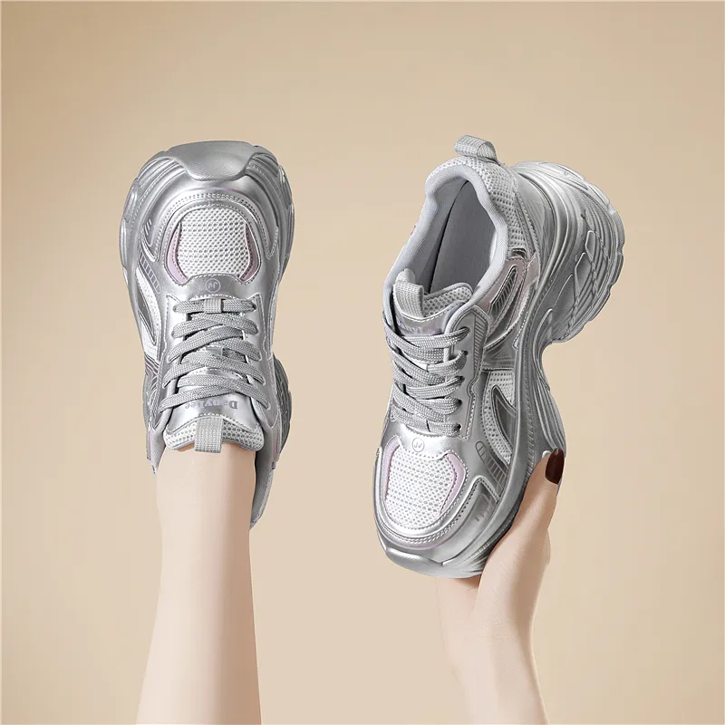 Golden Silk Rabbit Low-Top Chunky Sneakers Women's-11