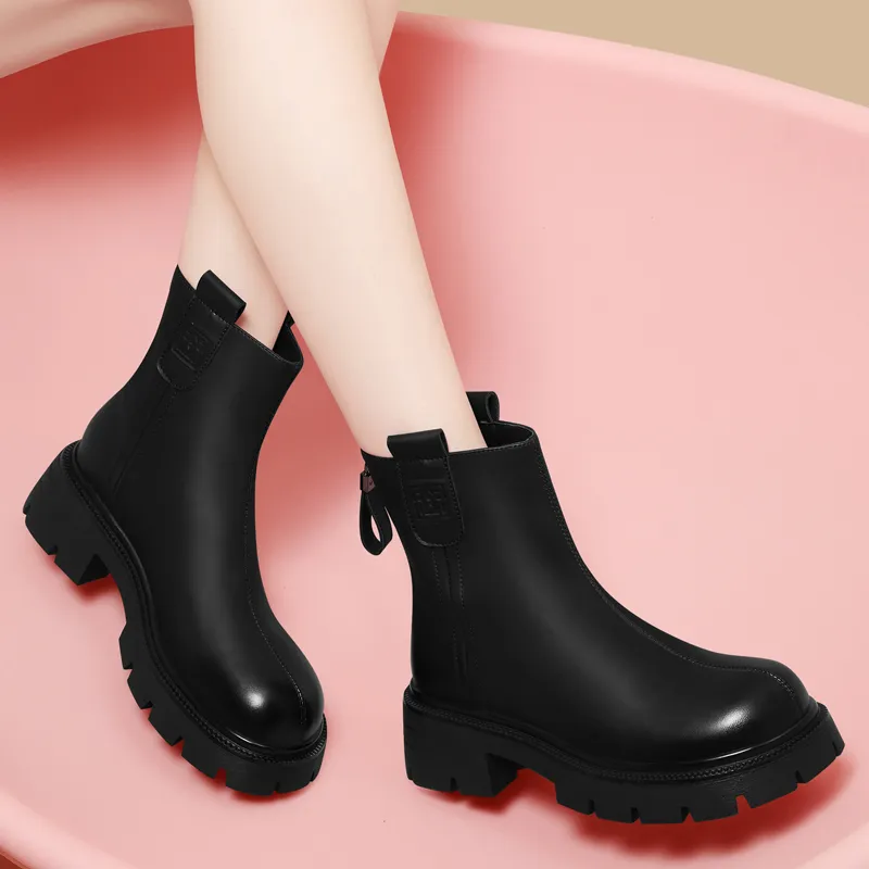Golden Silk Rabbit Ankle Boots Women's-6