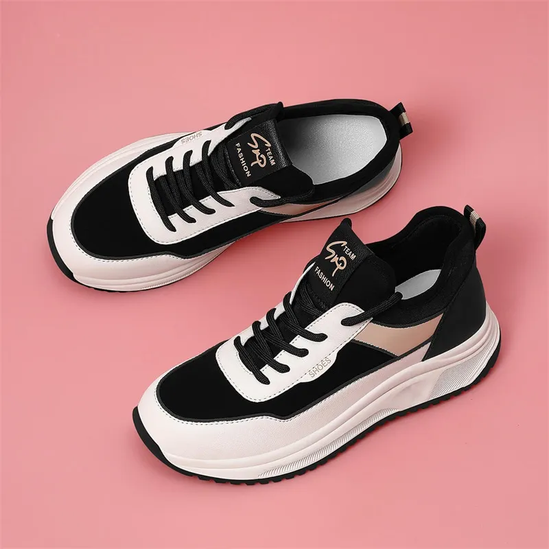 Golden Silk Rabbit Lightweight And Breathable Low-Top Chunky Sneakers Women's Black-2