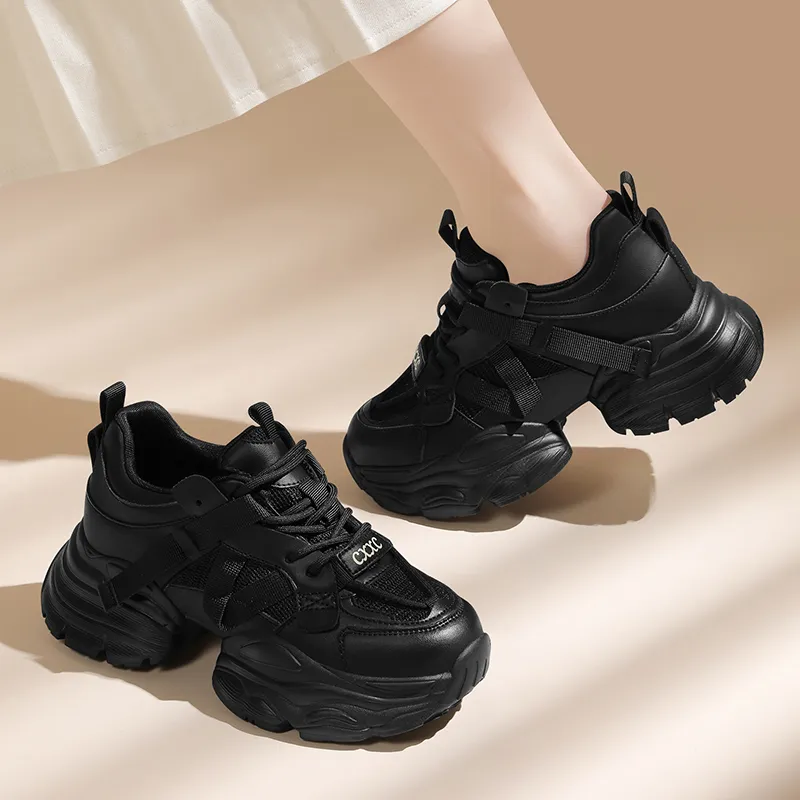 Golden Silk Rabbit Low-Top Chunky Sneakers Women's Black-4