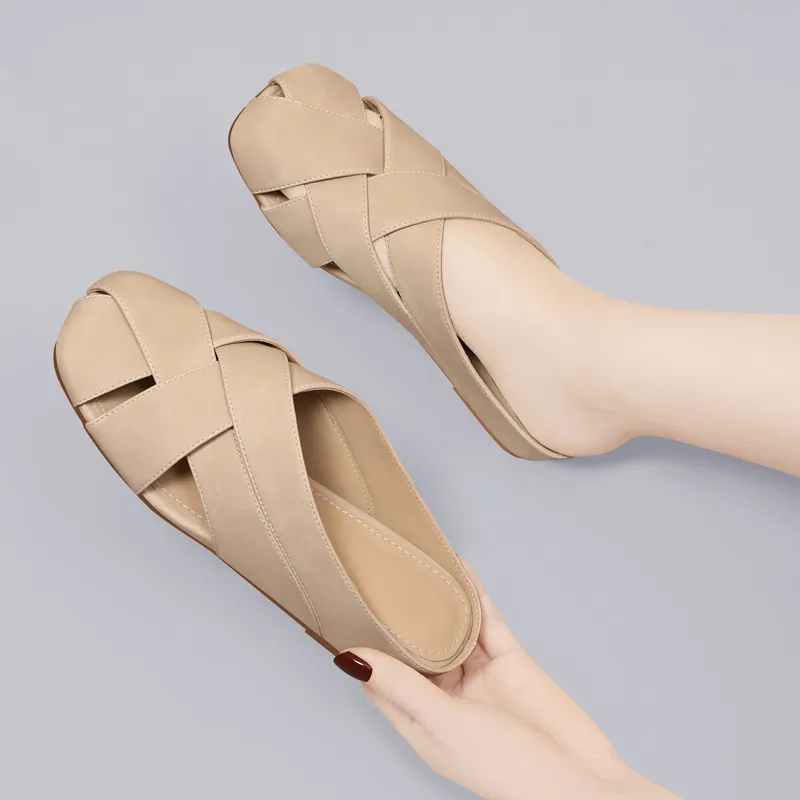 Golden Silk Rabbit Wrap toe Slippers Women's-3