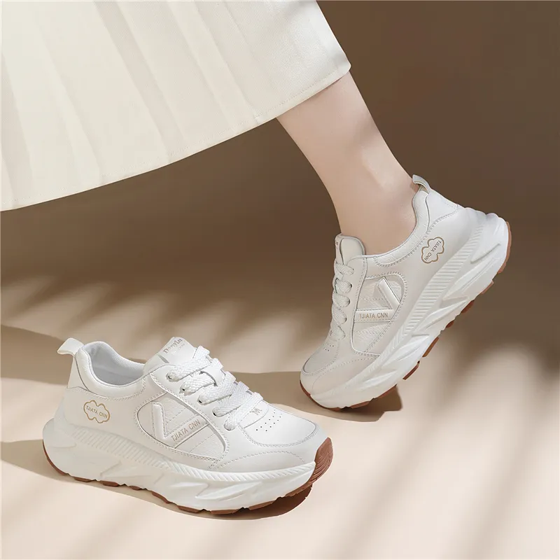 Golden Silk Rabbit Anti Slip And Wear Resistant Height Increasing Low Top Chunky Sneakers Women's-4
