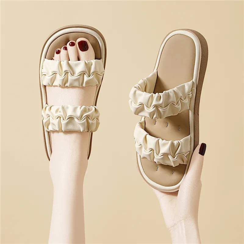 Golden Silk Rabbit Slide Slippers Women's-4