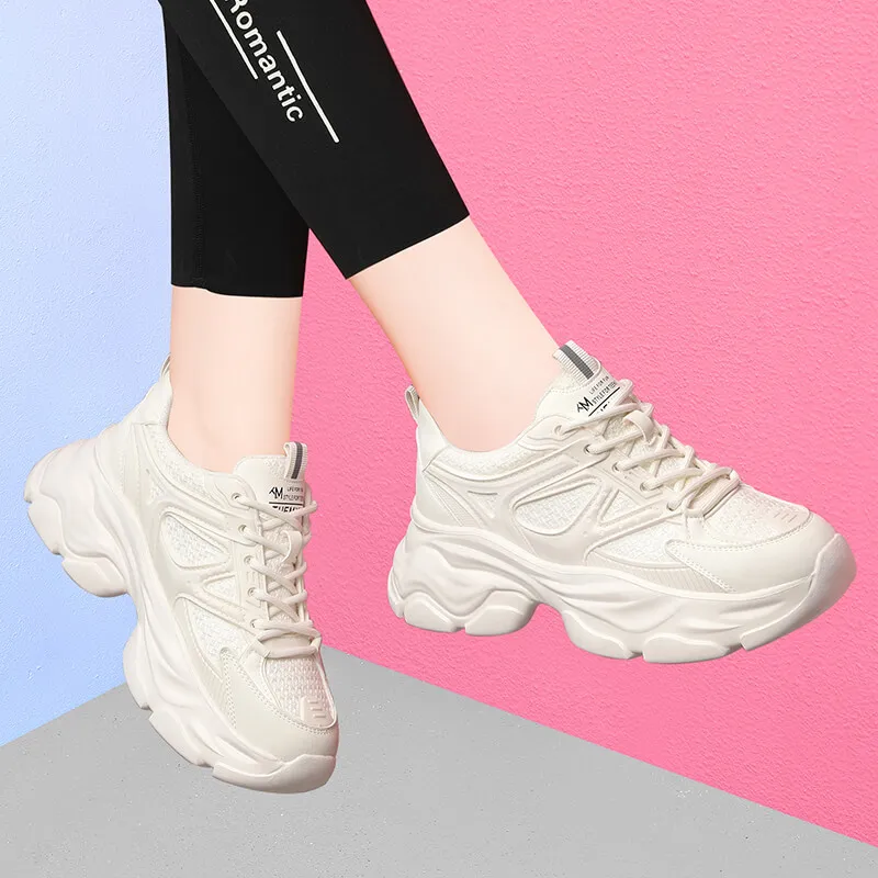 Golden Silk Rabbit Chunky Sneakers Women's Black-7