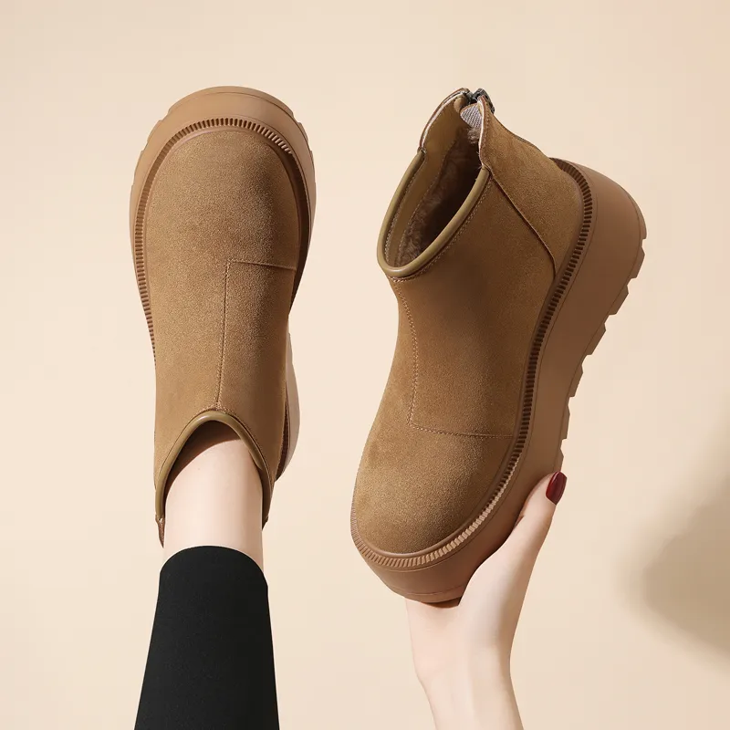Golden Silk Rabbit Ankle Boots Women's-11