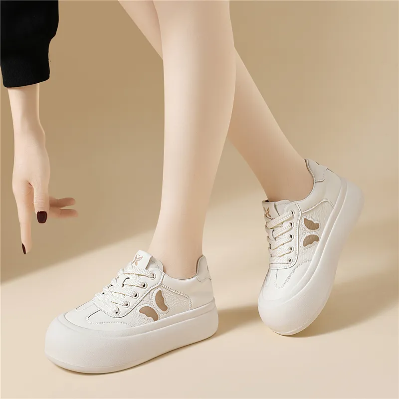 Golden Silk Rabbit Anti Slip And Wear Resistant Height Increasing Low Top Skateboard Shoes Women's-3