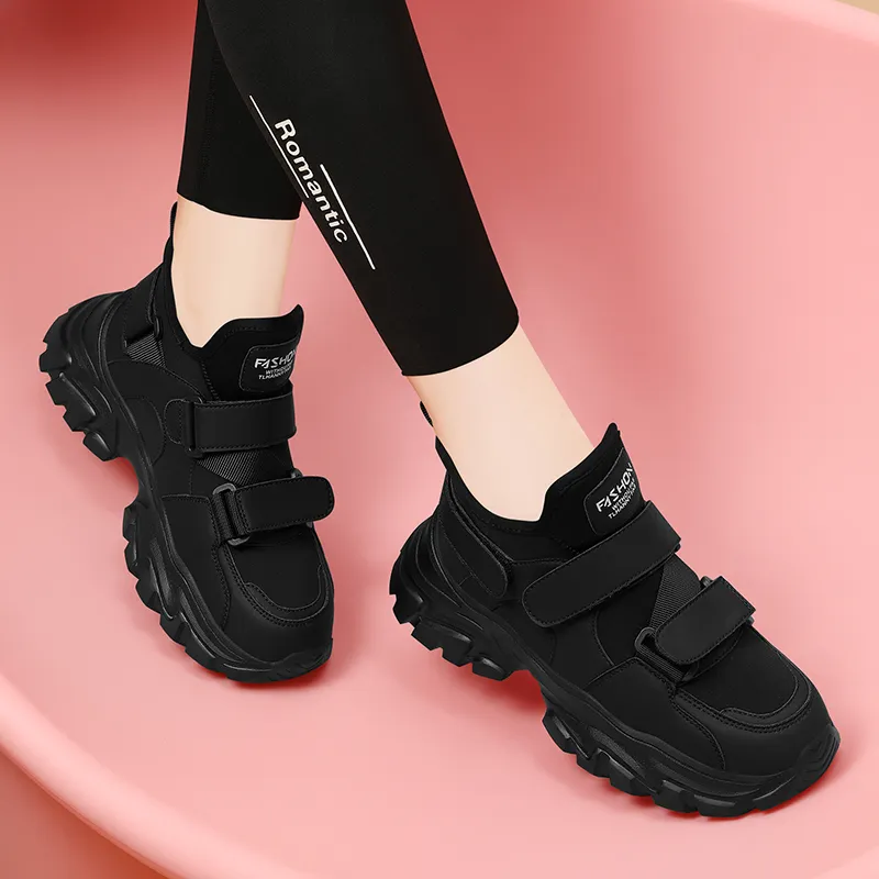Golden Silk Rabbit Anti Slip And Wear Resistant Lightweight Height Increasing Mid Top Chunky Sneakers Women's-4