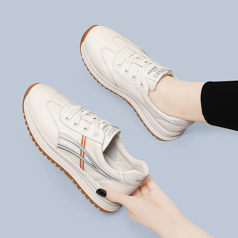 Golden Silk Rabbit Wear-Resistant Height Increasing Low-Top Chunky Sneakers 4cm Women's-11