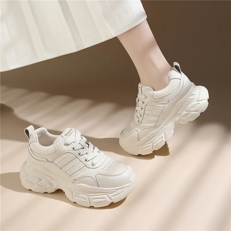 Golden Silk Rabbit Anti-Slip And Wear-Resistant Height Increasing Low-Top Chunky Sneakers Women's-5