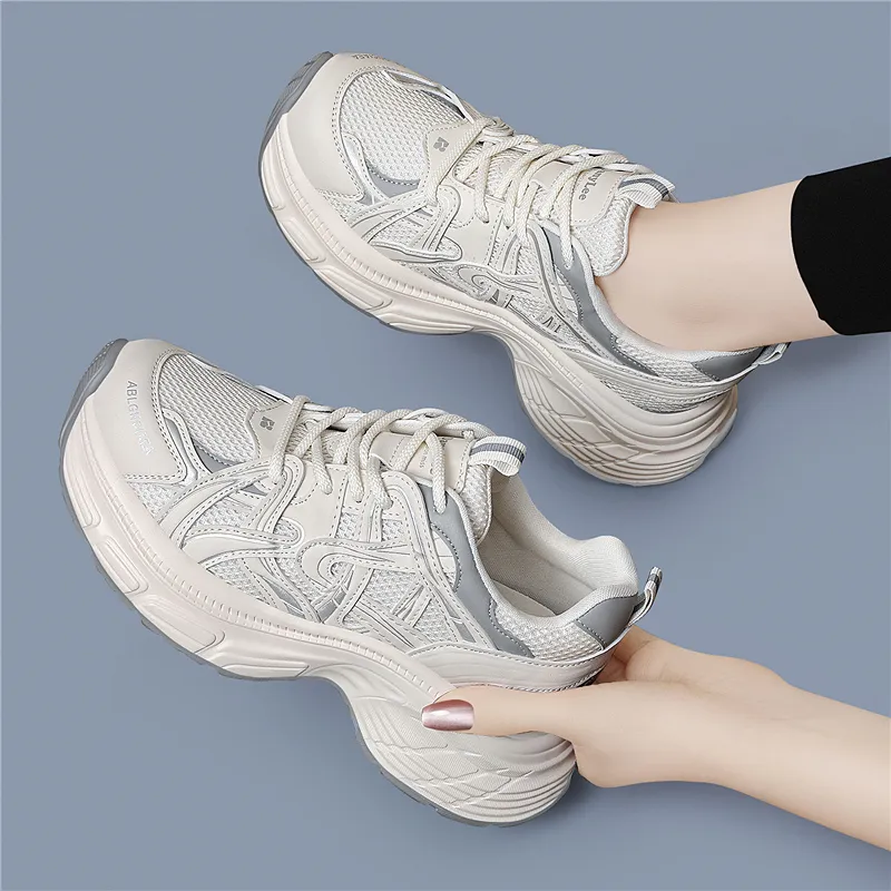Golden Silk Rabbit Low Top Chunky Sneakers Women's-13