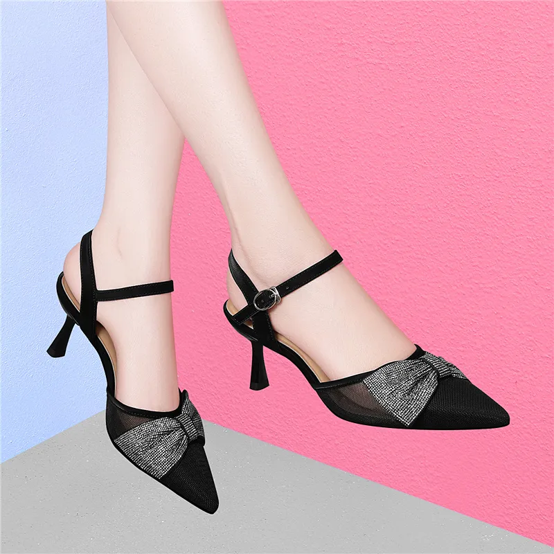 Golden Silk Rabbit Slim Heel High Heels Women's-3