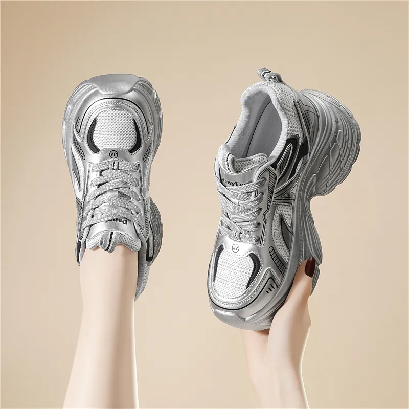 Golden Silk Rabbit Low-Top Chunky Sneakers Women's-4