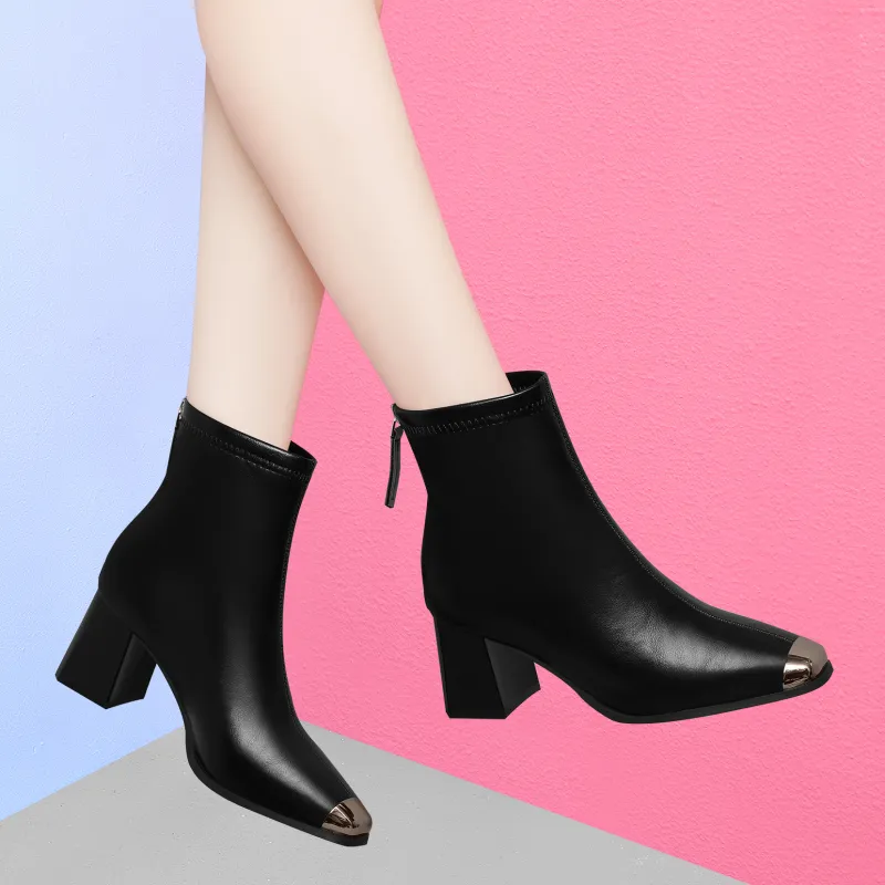 Golden Silk Rabbit Ankle Boots Women's-6