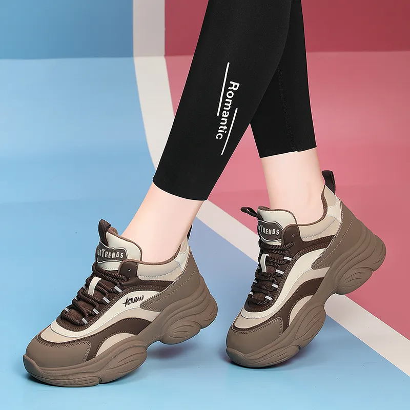 Golden Silk Rabbit Cushioning, Slip Resistant, Abrasion Resistant, Height Increasing Mid Top Chunky Sneakers Women's-13