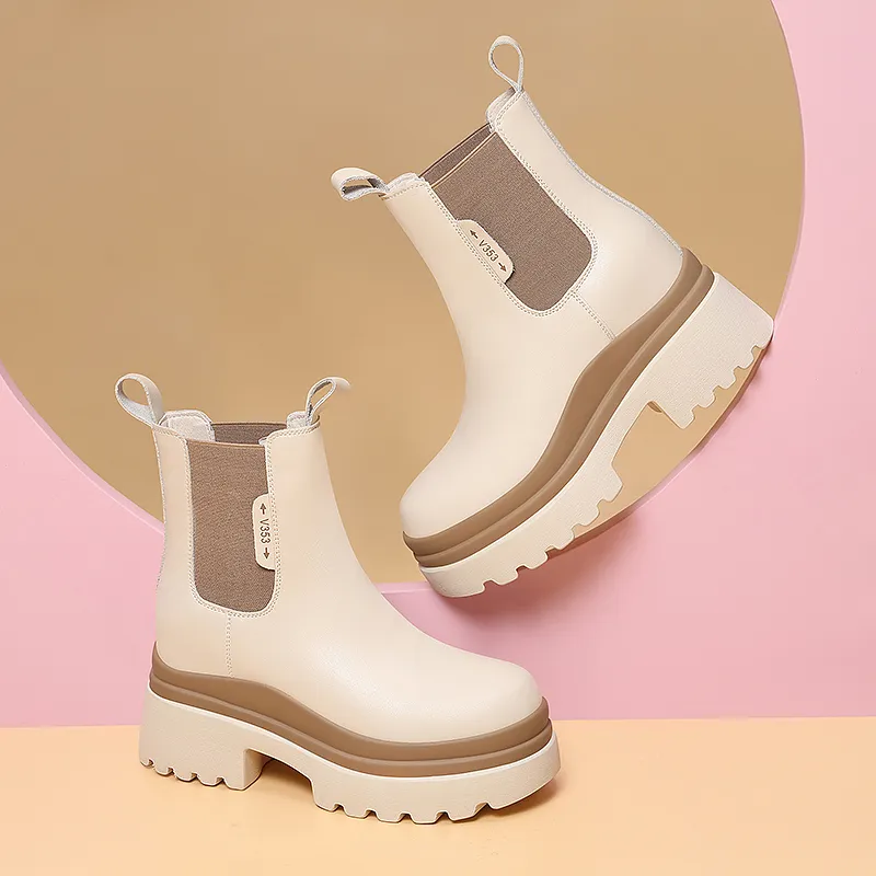 Golden Silk Rabbit Chelsea Boots 7cm Women's-23