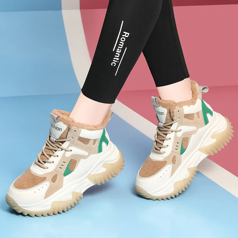 Golden Silk Rabbit High-Top Chunky Sneakers Women's-12