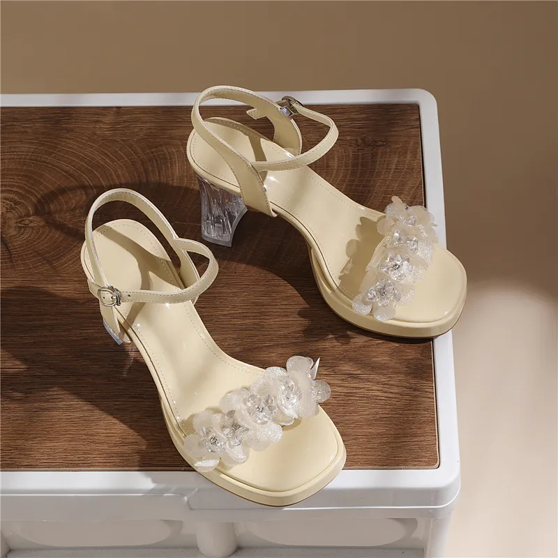 Golden Silk Rabbit One Strap Sandals Women's-10