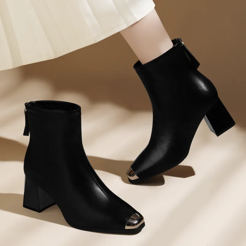 Golden Silk Rabbit Ankle Boots Women's-4
