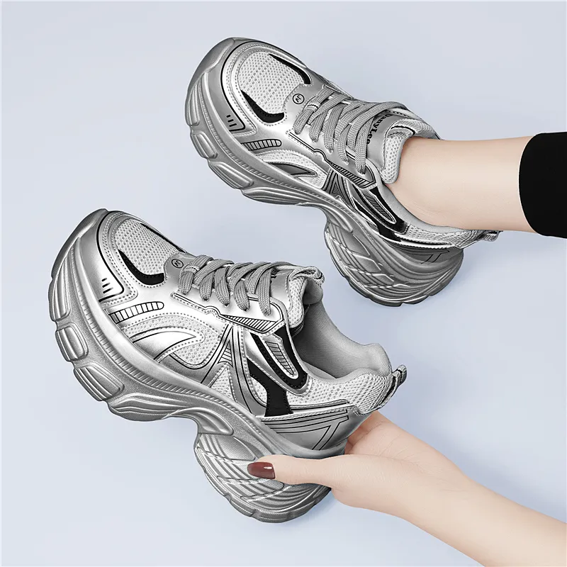 Golden Silk Rabbit Low-Top Chunky Sneakers Women's-6
