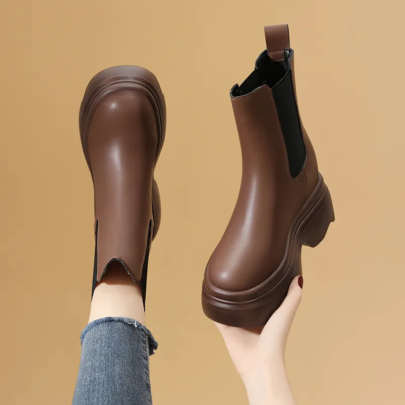 Golden Silk Rabbit Short Chelsea Boots 6cm Women's-7
